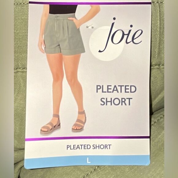Joie Women's Pleated Short - Size Large - Faded Cactus Cotton/Linen blend - Picture 4 of 6